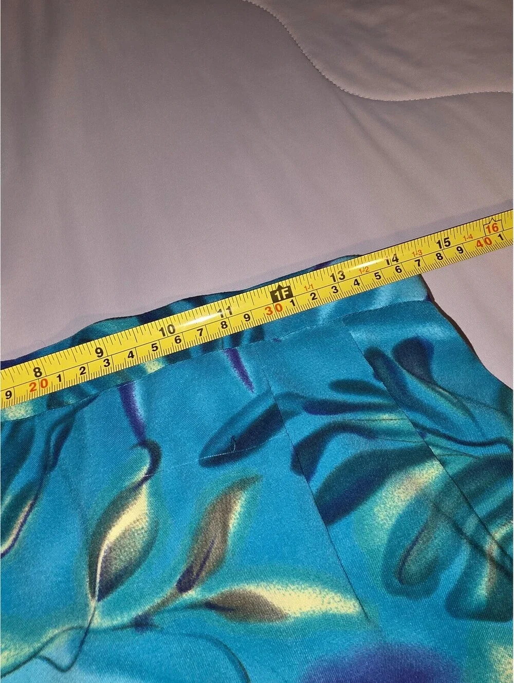 Dressbarn Women Size 14 - Teal Blue Green Floral Skirt A-Line Elastic Waist